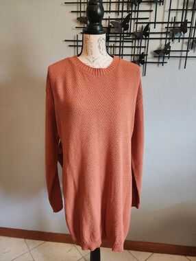 Boohoo High Side Slit Orange Sweater